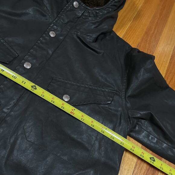 Nudie Jeans Co. Waxed Cotton Resin Hooded Parka Jacket Quilted Lining Sz Medium - Picture 6 of 10